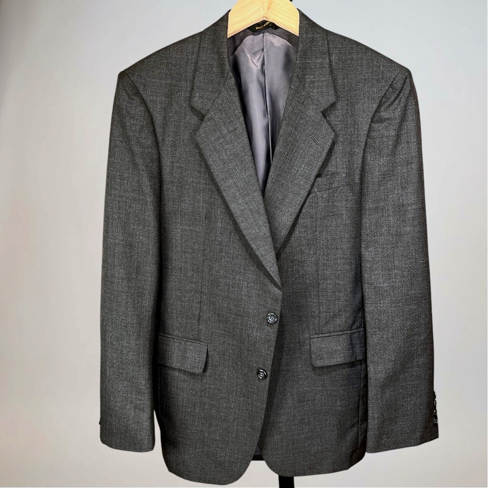Vintage Gino Cappeli 44L 36x32 Two-Tone Charcoal Gray 2-Piece Suit - Picture 6 of 16